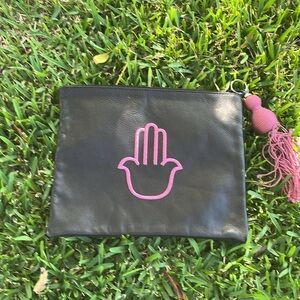Leather clutch with hamsa